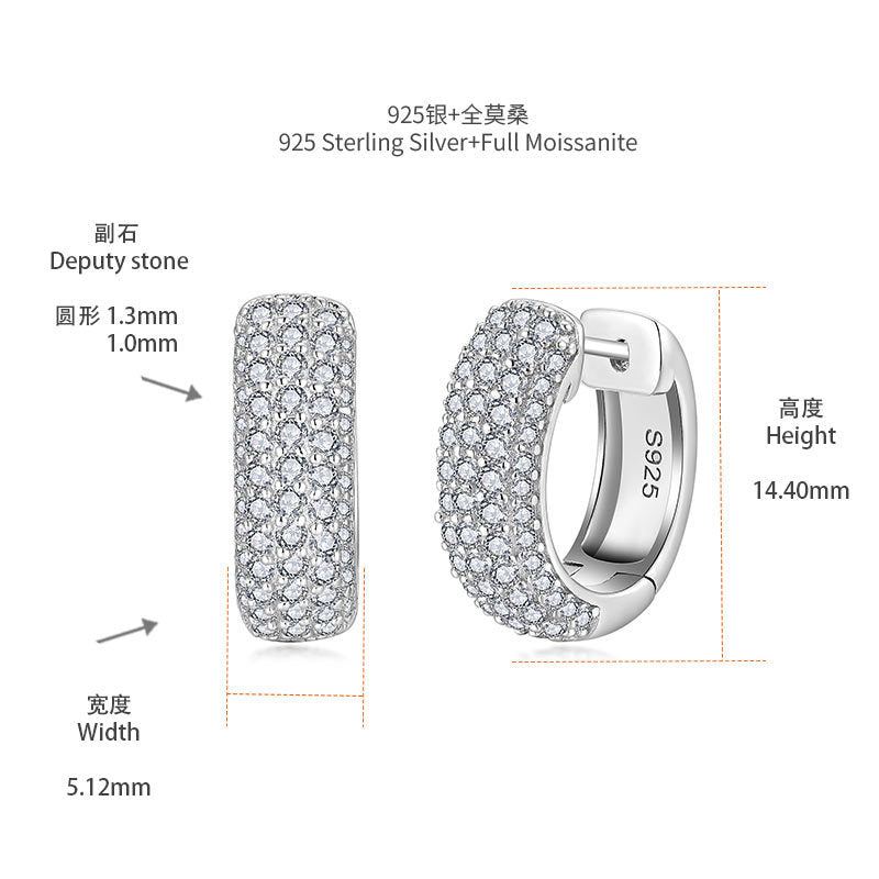 S925 Moissanite Huggie Hoop Earrings for Women, Pave Hoop Earrings, Everyday Sparkle Jewelry Gift product image