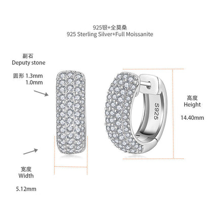 S925 Moissanite Huggie Hoop Earrings for Women, Pave Hoop Earrings, Everyday Sparkle Jewelry Gift