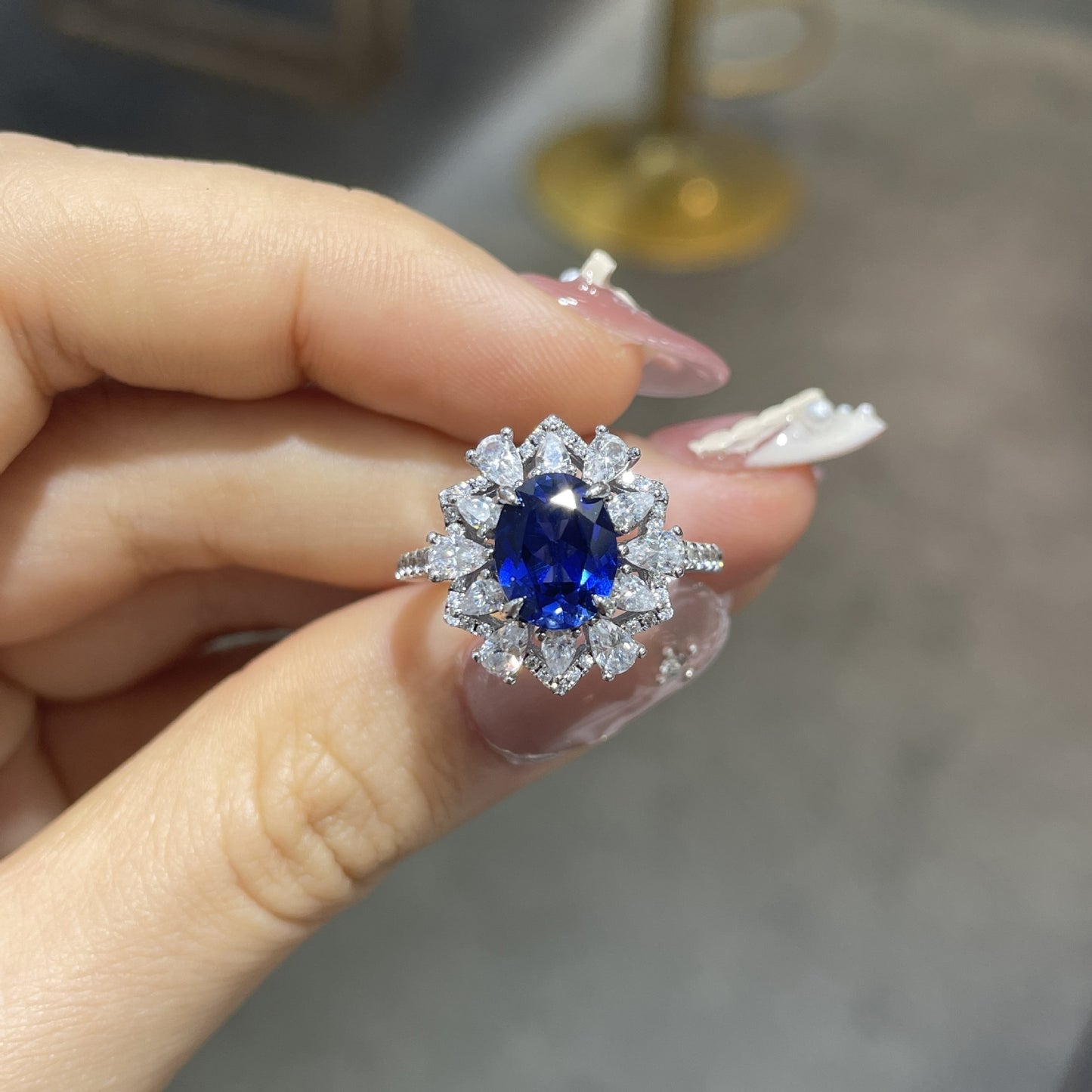 Lab-Created Blue Sapphire Jewelry Set, 925 Sterling Silver Necklace Earrings Ring product image