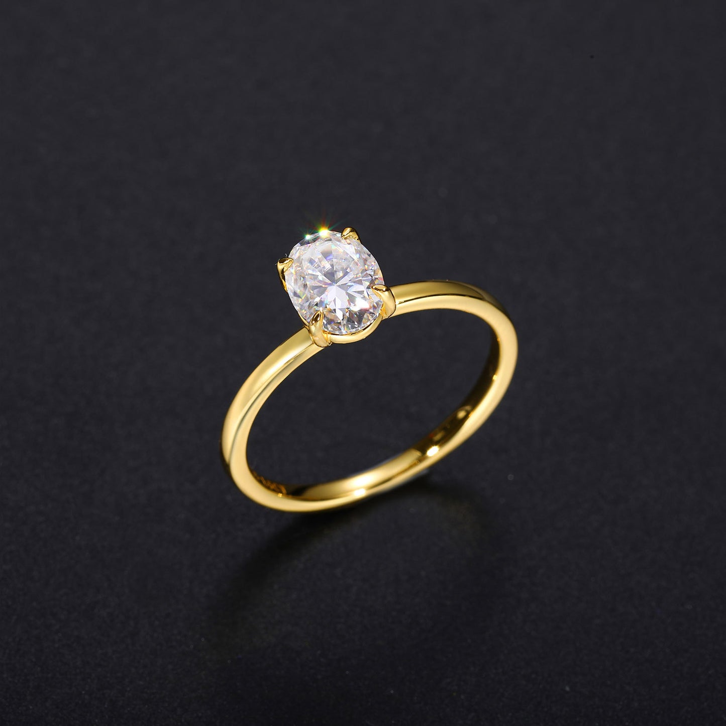 925 Silver Gold Plated Oval Moissanite Ring for Women and Men product image