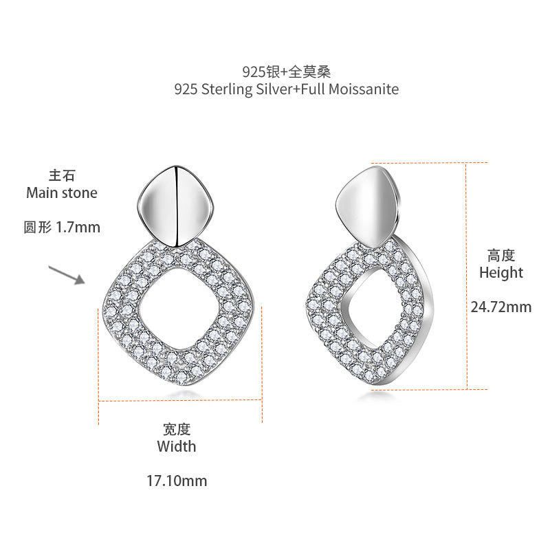 Irregular Geometric Moissanite Stud Earrings, S925 Silver, 18K Gold Plated product image