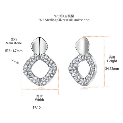 Irregular Geometric Moissanite Stud Earrings, S925 Silver, 18K Gold Plated