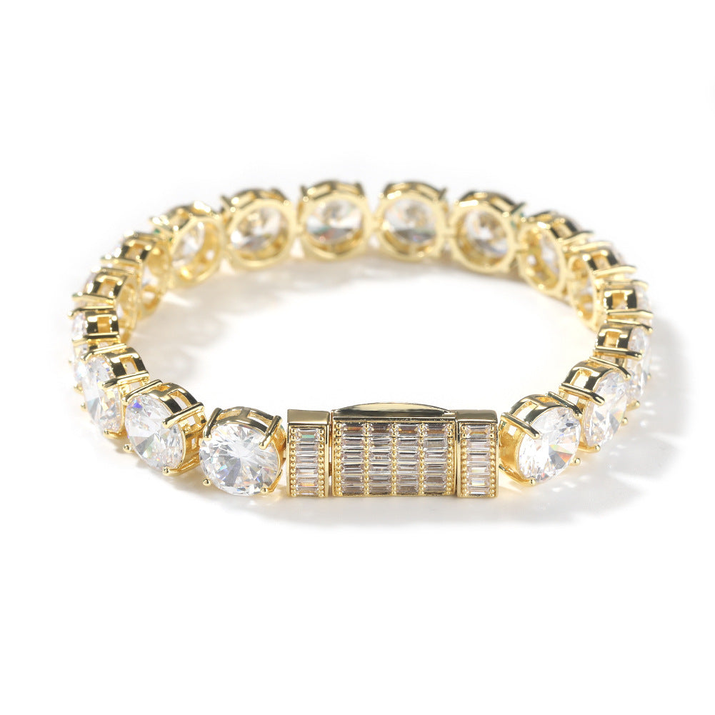 Gold tone 10mm cubic zirconia tennis bracelet front view product image
