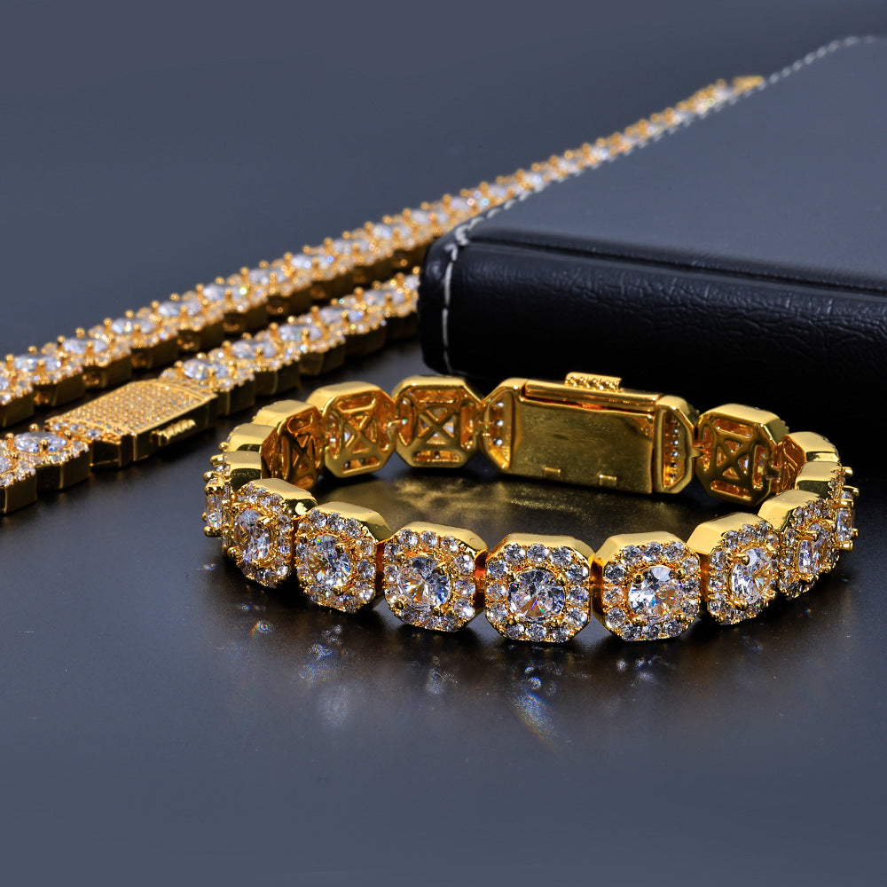 10-12 mm Square Halo CZ Link Copper Necklace or Bracelet - CHA091 product image