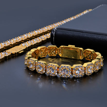 10-12 mm Square Halo CZ Link Copper Necklace or Bracelet - CHA091