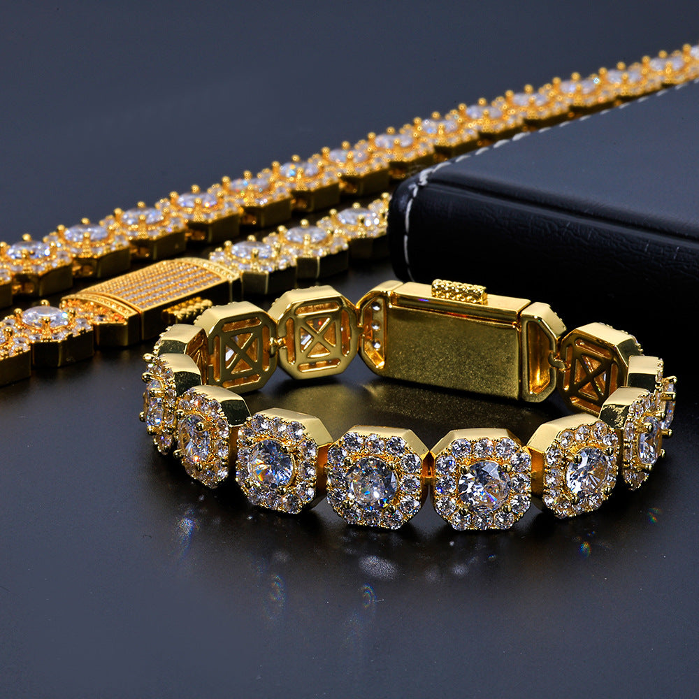 10-12 mm Square Halo CZ Link Copper Necklace or Bracelet - CHA091 product image