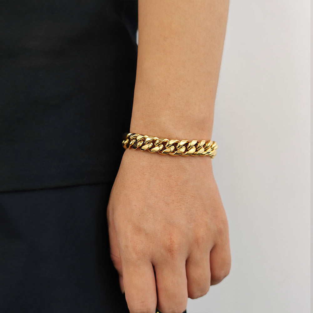 6-18 mm Polished Cuban with Decorative Clasp Stainless steel Bracelet - CHA004 product image