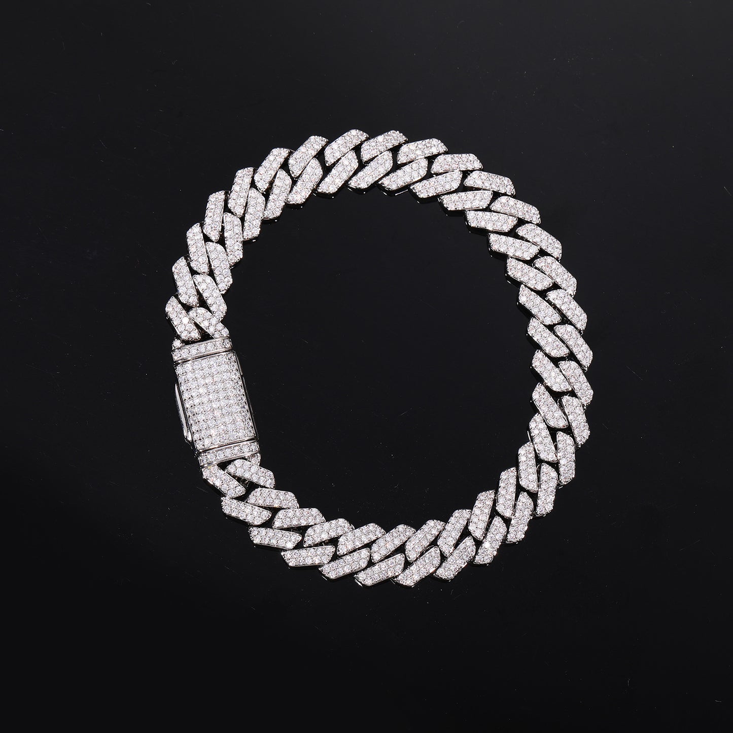 Iced Out Cuban Link Chain Necklace or Bracelet with Cubic Zirconia, Unisex Hip Hop Statement Jewelry product image