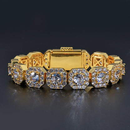 10-12 mm Square Halo CZ Link Copper Bracelet - CHA091