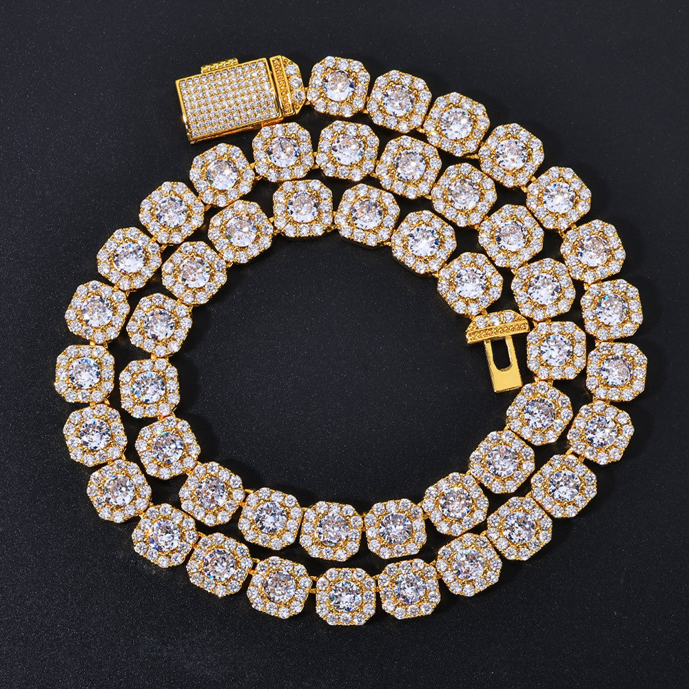 10-12 mm Square Halo CZ Link Copper Necklace - CHA091 product image