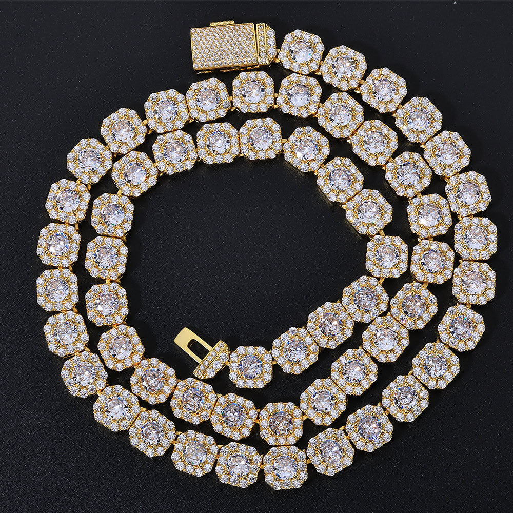 10-12 mm Square Halo CZ Link Copper Necklace - CHA091 product image