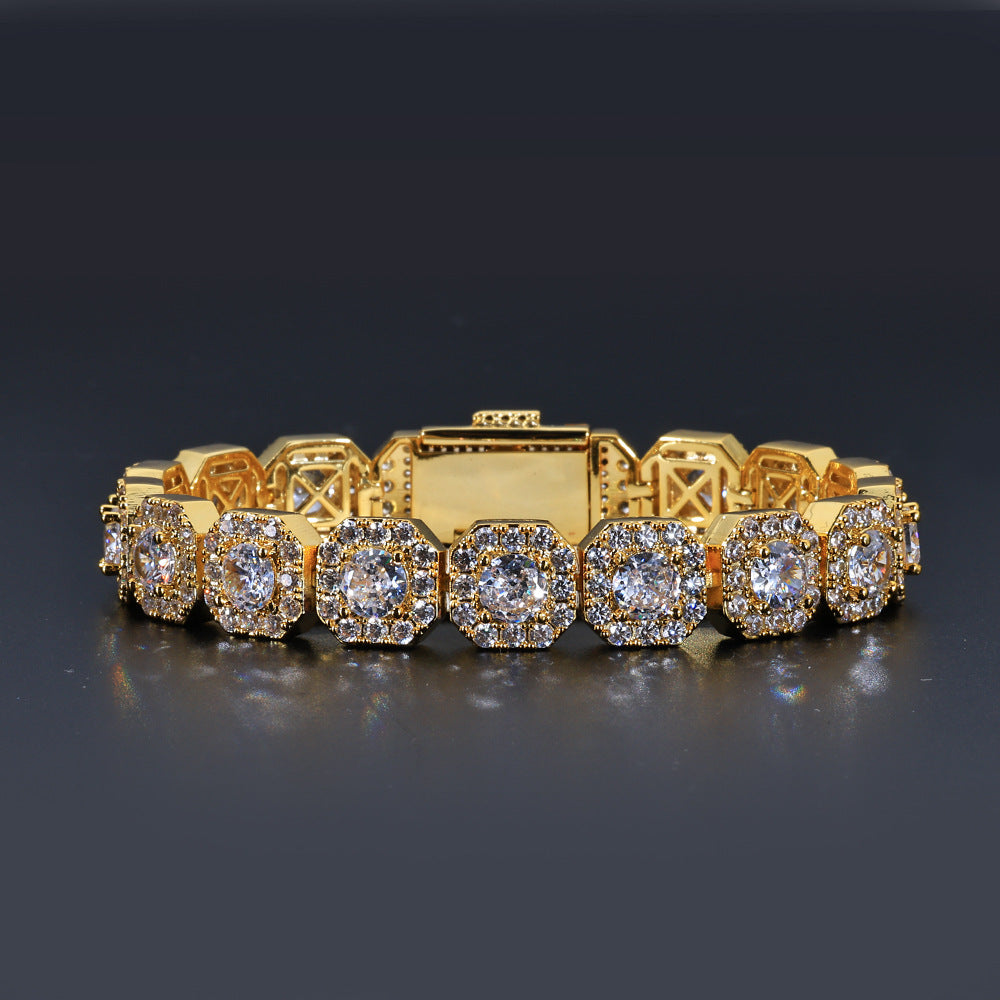10-12 mm Square Halo CZ Link Copper Bracelet - CHA091 product image