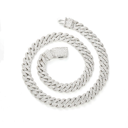 12mm Iced Out Cuban Link Chain Bracelet, Miami Cuban Link Hip Hop Jewelry for Men and Women