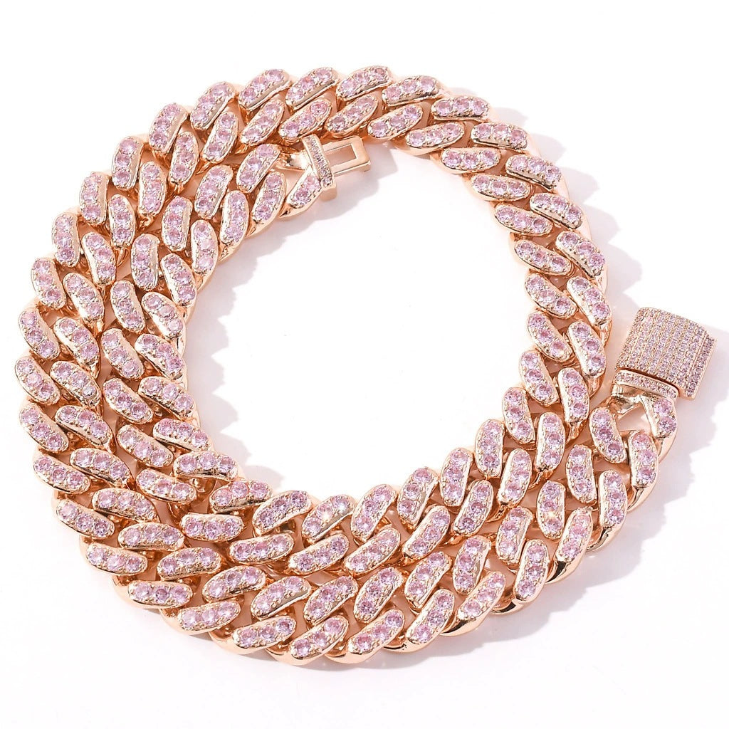 Hip Hop Light Luxury Cuban Link Cubic Zirconia Necklace for Men