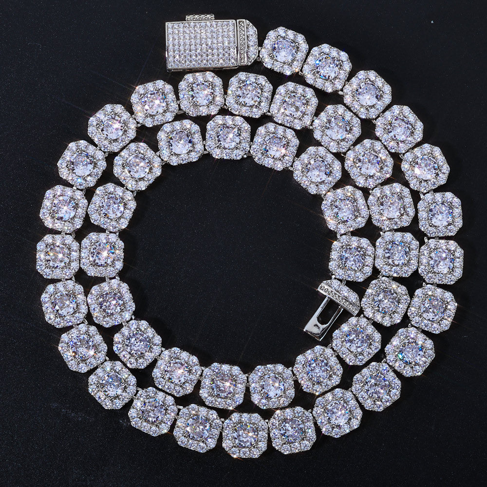 10-12 mm Square Halo CZ Link Copper Necklace - CHA091 product image