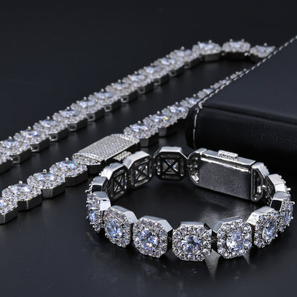 10-12 mm Square Halo CZ Link Copper Necklace or Bracelet - CHA091