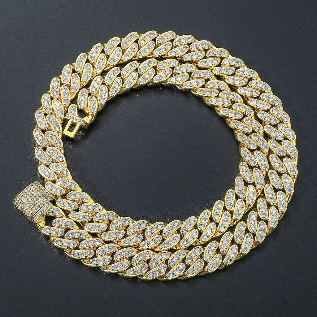 Hip Hop Light Luxury Cuban Link Cubic Zirconia Necklace for Men