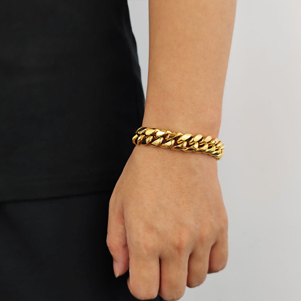 6-18 mm Polished Cuban with Decorative Clasp Stainless steel Bracelet - CHA004 product image