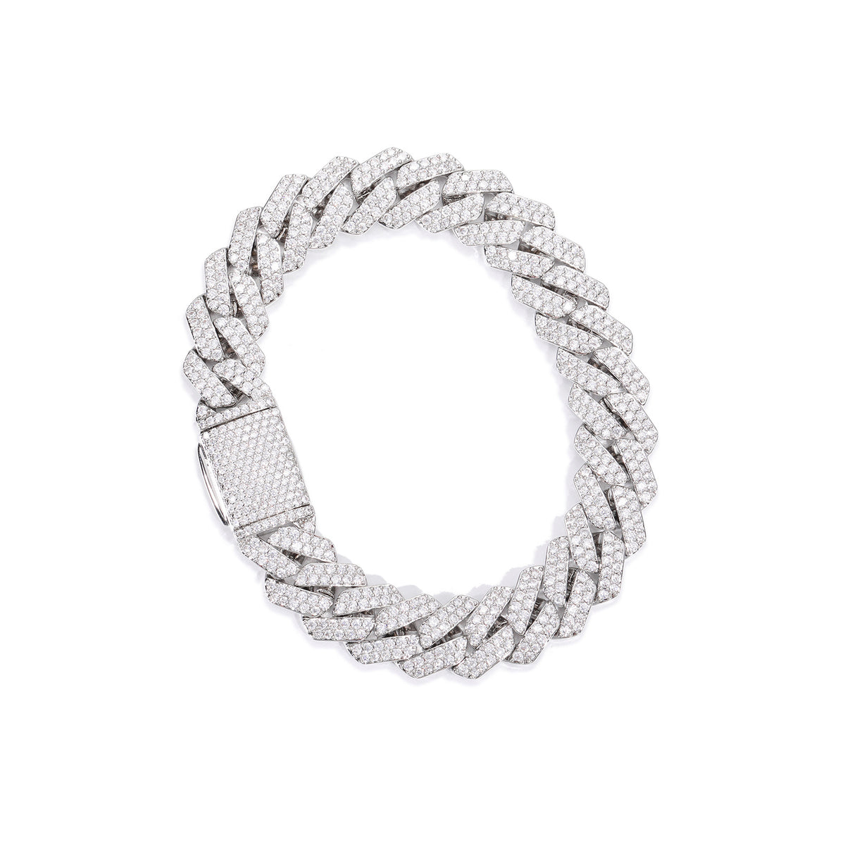 Iced Out Cuban Link Chain Necklace or Bracelet with Cubic Zirconia, Unisex Hip Hop Statement Jewelry product image