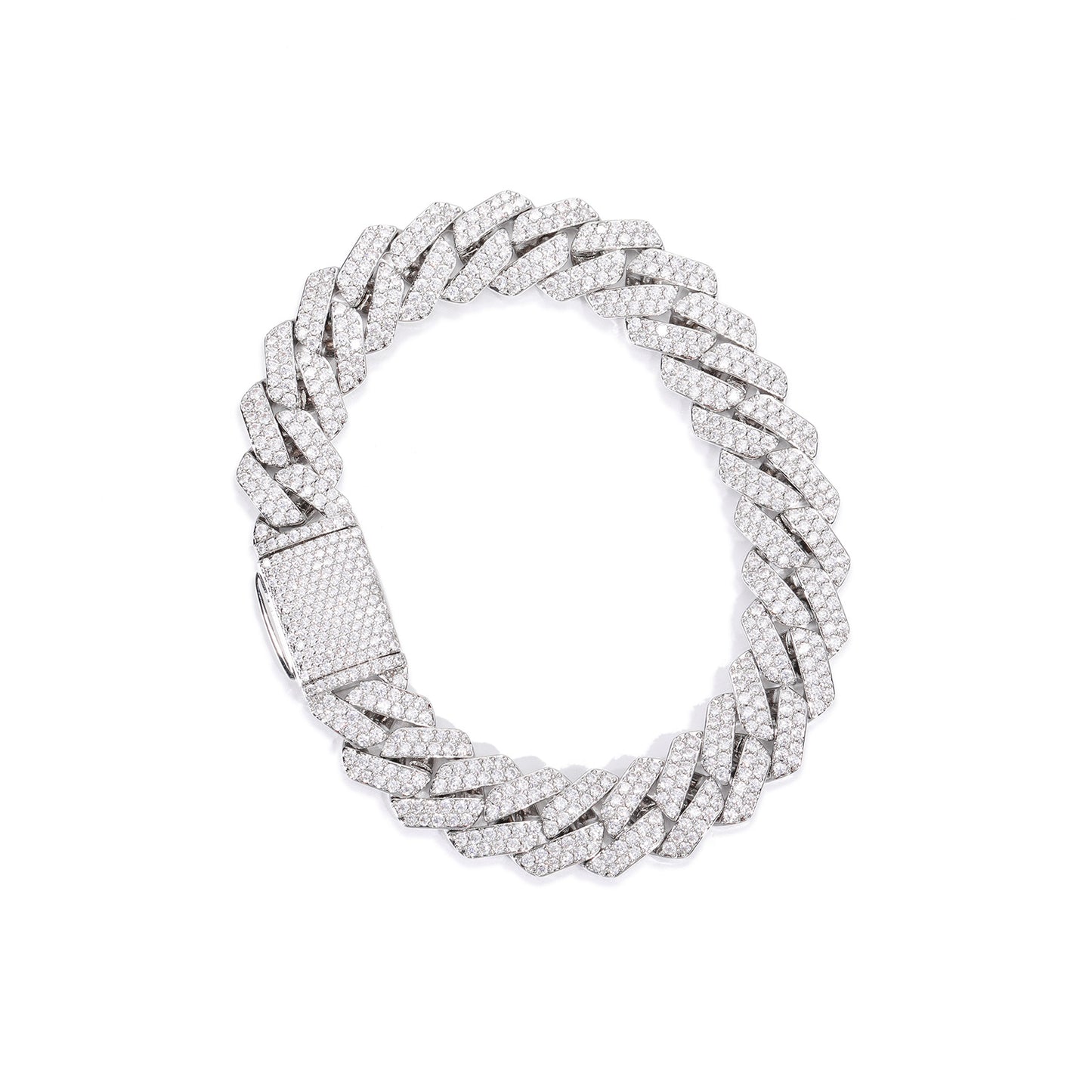 Iced Out Cuban Link Chain Necklace or Bracelet with Cubic Zirconia, Unisex Hip Hop Statement Jewelry product image