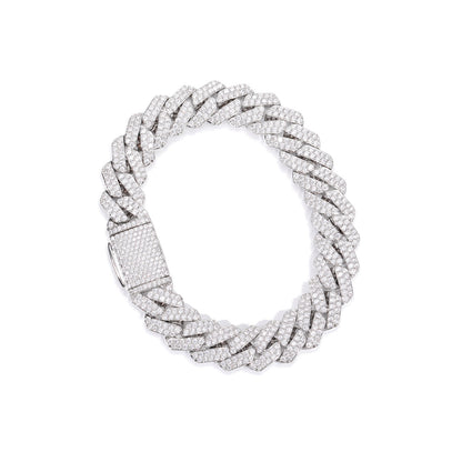 Iced Out Cuban Link Chain Necklace or Bracelet with Cubic Zirconia, Unisex Hip Hop Statement Jewelry