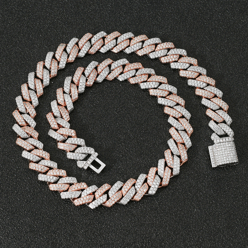 Hip Hop Diamond Shape Cuban Link Cubic Zirconia Necklace for Men