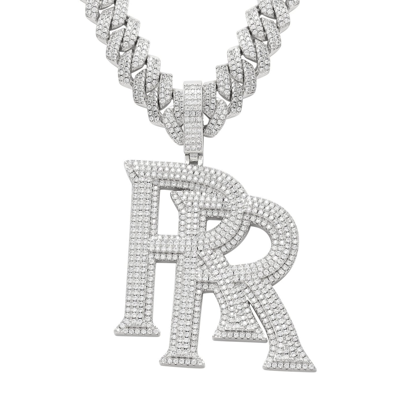 Hip Hop Letter Copper Pendant Necklace for Men and Women