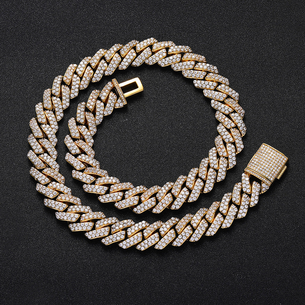 10-20 mm Diamond-Shaped Iced Cuban Copper Necklace with Cubic Zirconia - CHAC001 product image