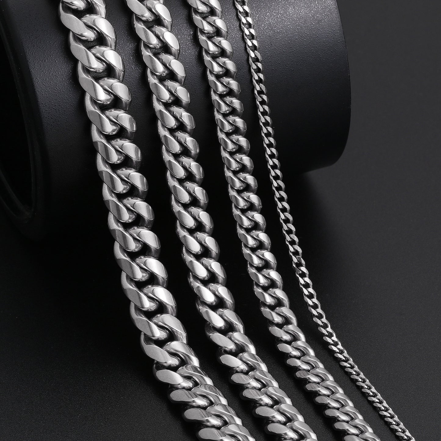 Unisex Cuban Link Chain Necklace in Titanium Steel, Gold or Steel Tone Hip Hop Statement Chain product image