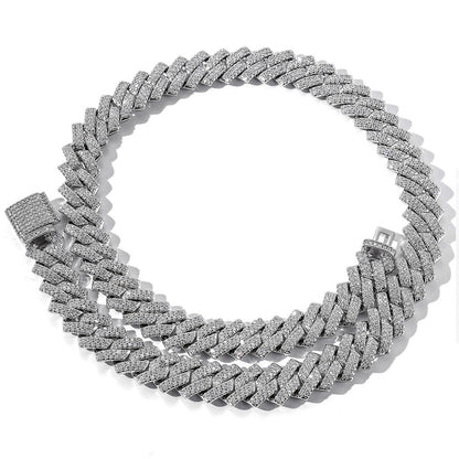 Hip Hop Diamond Shape Cuban Link Cubic Zirconia Necklace for Men