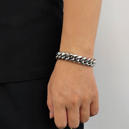 6-14 mm Rounded Polished Cuban Stainless steel Bracelet - CHA006