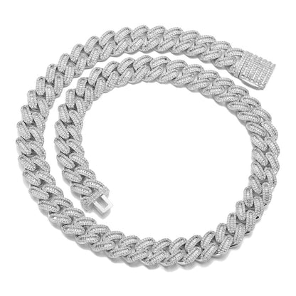 15mm Iced Out Cuban Link Chain Bracelet & Necklace Set, Zirconia, Unisex