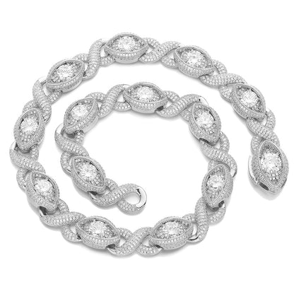 Iced Out Infinity Eye Cuban Link Chain Bracelet & Necklace 15MM