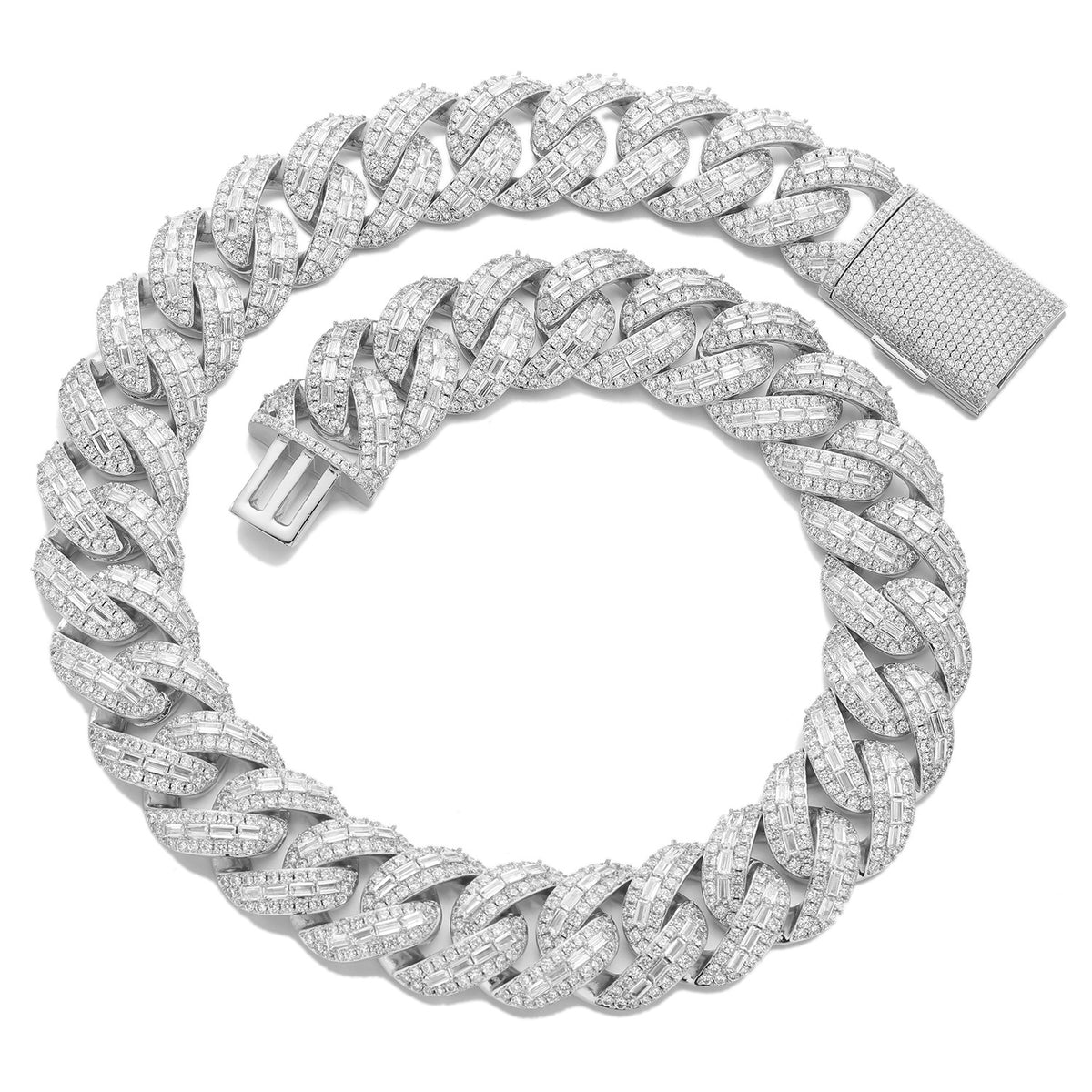 15mm Iced Out Cuban Link Chain Bracelet Necklace, Unisex Hip Hop Jewelry product image
