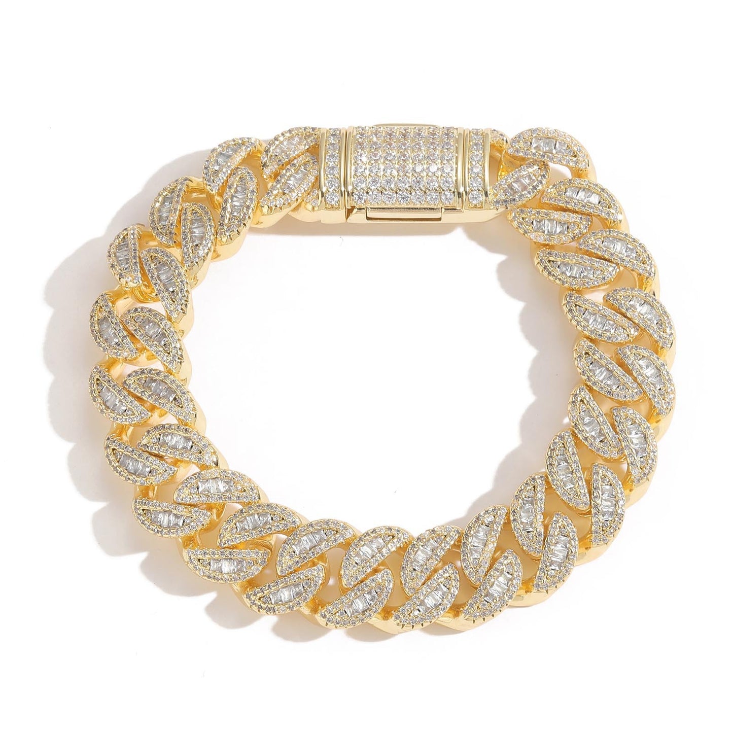 Hip Hop Light Luxury Cuban Link Cubic Zirconia Bracelet for Men