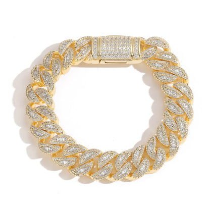 Hip Hop Light Luxury Cuban Link Cubic Zirconia Bracelet for Men