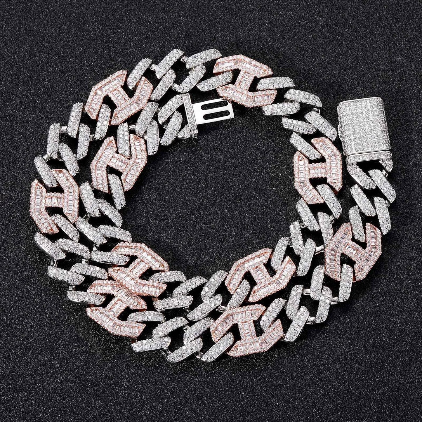 Hip Hop Diamond Shape Cuban Link Copper Necklace for Men
