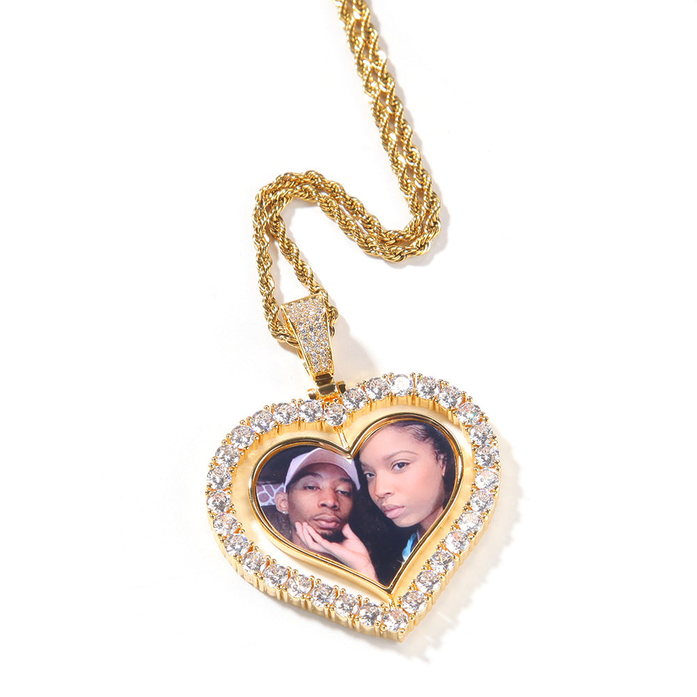 （爱心旋转）金色+16inch麻花链 product image