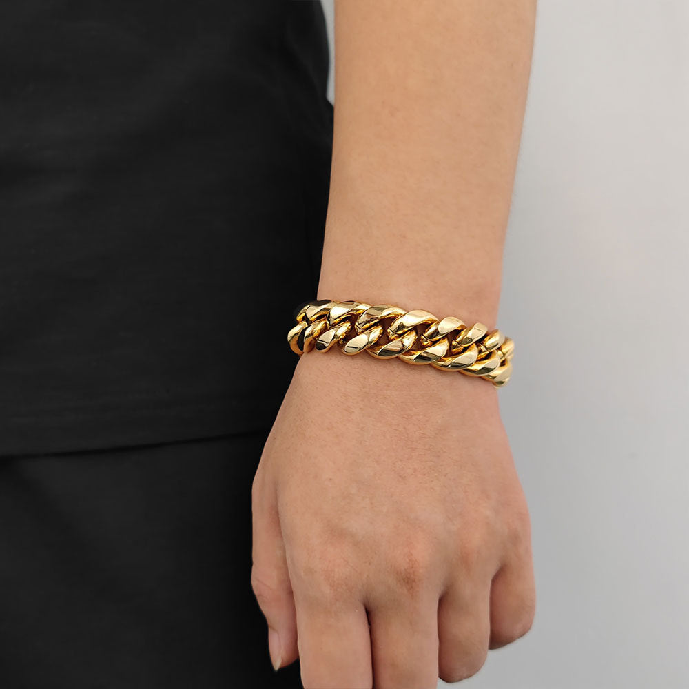 6-18 mm Polished Cuban with Decorative Clasp Stainless steel Bracelet - CHA004 product image