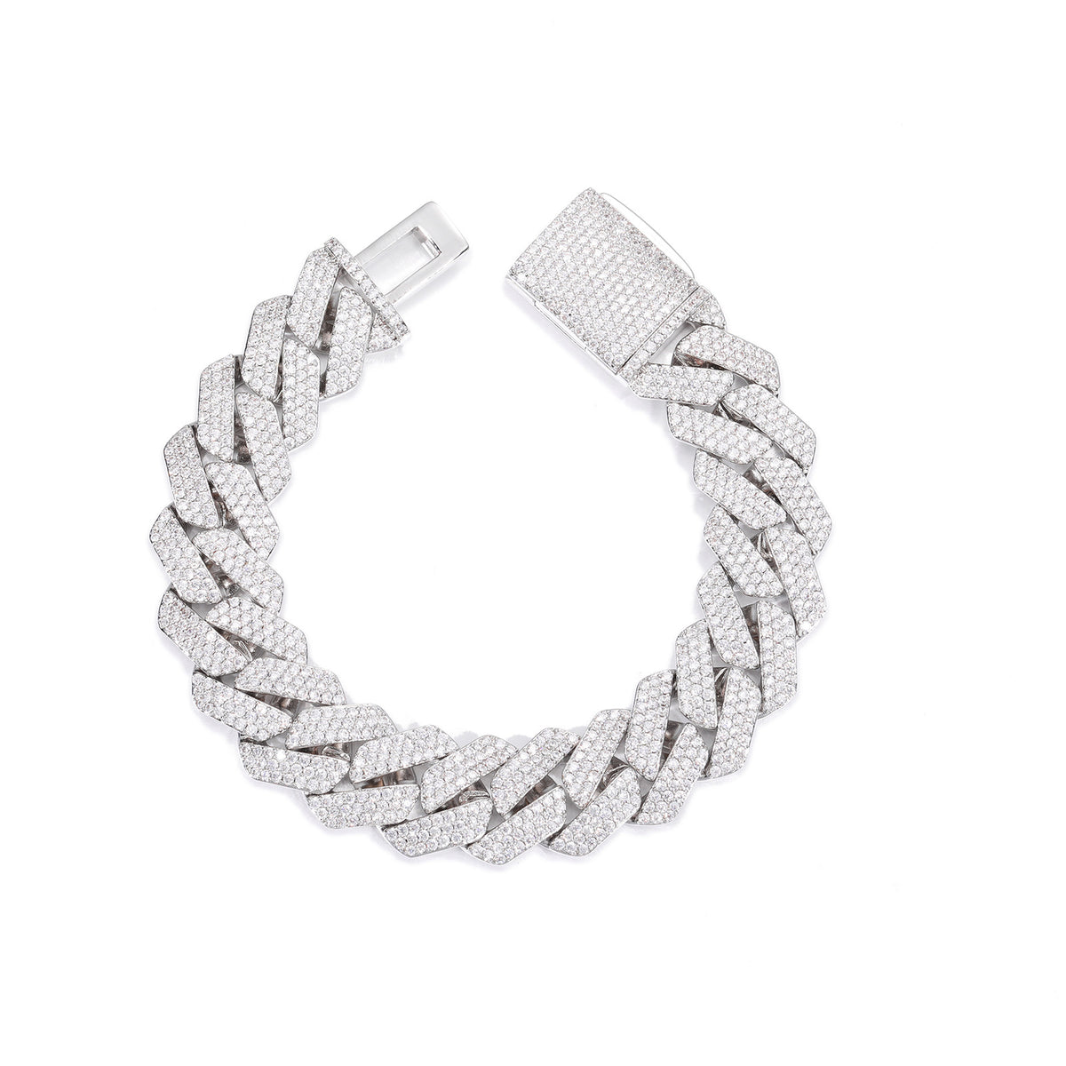 Iced Out Cuban Link Chain Necklace or Bracelet with Cubic Zirconia, Unisex Hip Hop Statement Jewelry product image