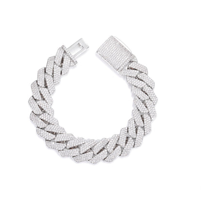Iced Out Cuban Link Chain Necklace or Bracelet with Cubic Zirconia, Unisex Hip Hop Statement Jewelry