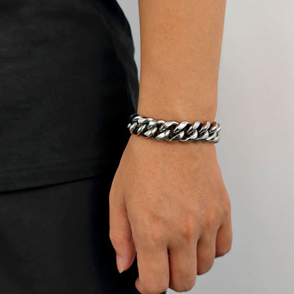 6-18 mm Rounded Polished Cuban Stainless steel Bracelet - CHA010