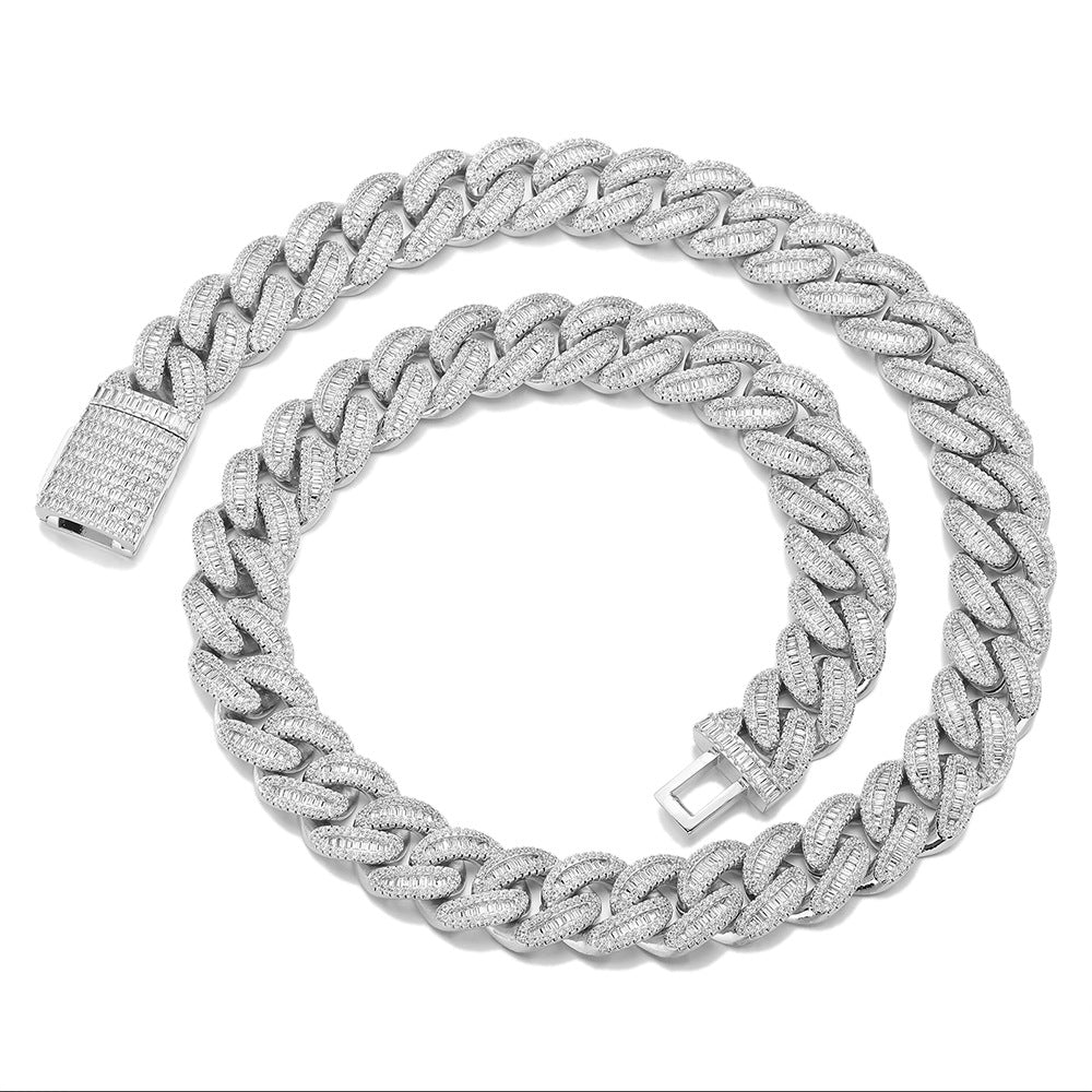 18mm Iced Out Cuban Link Chain Necklace & Bracelet, Geometric CZ Jewelry