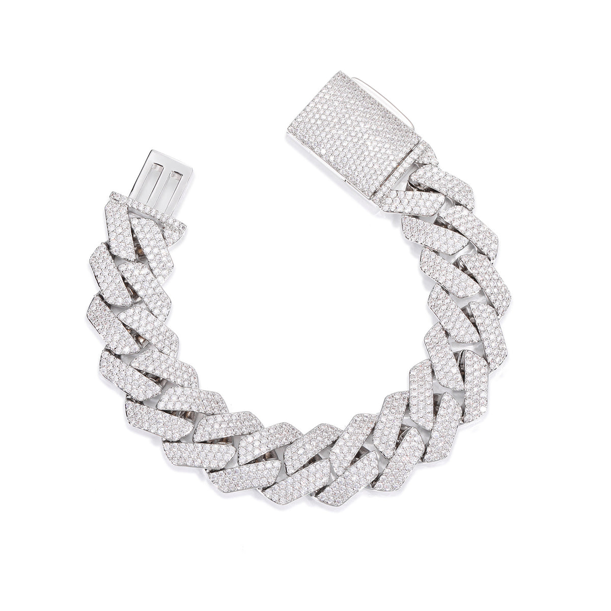 Iced Out Cuban Link Chain Necklace or Bracelet with Cubic Zirconia, Unisex Hip Hop Statement Jewelry product image