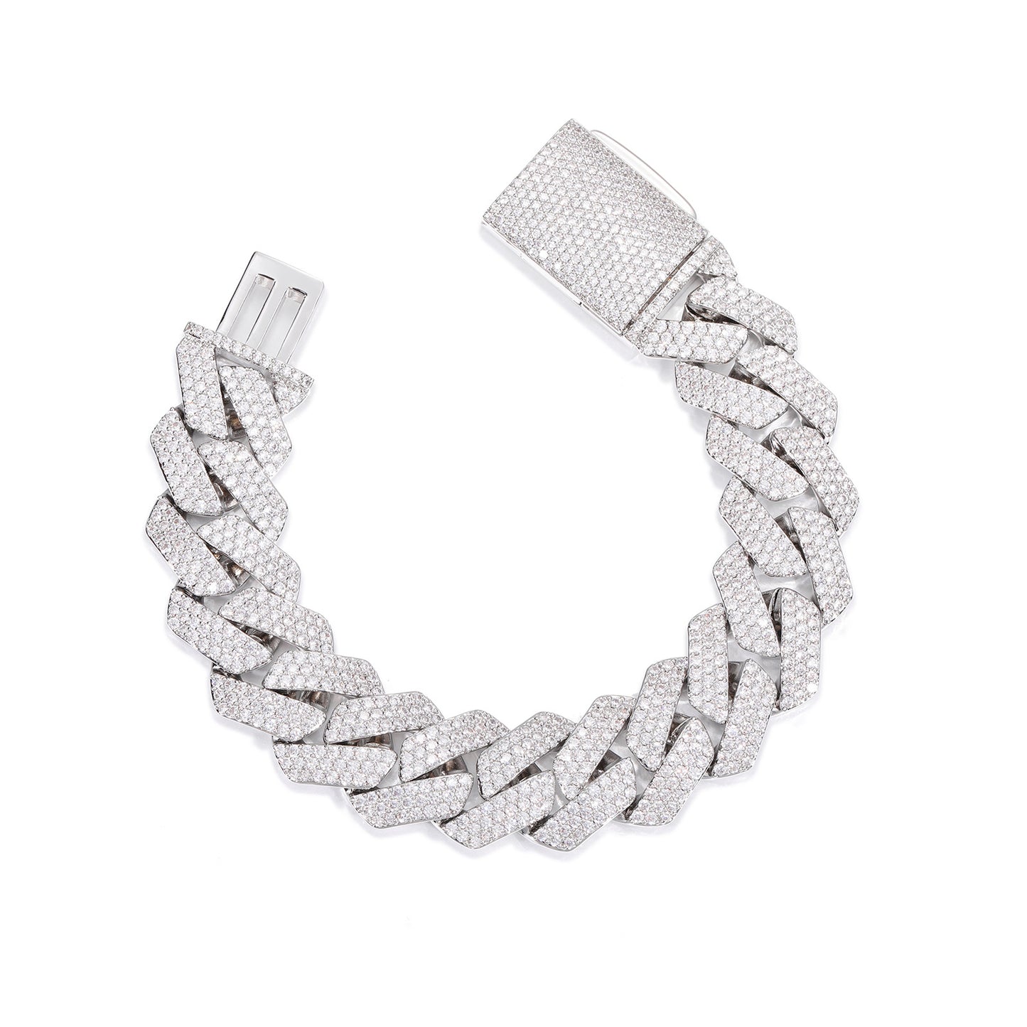 Iced Out Cuban Link Chain Necklace or Bracelet with Cubic Zirconia, Unisex Hip Hop Statement Jewelry product image