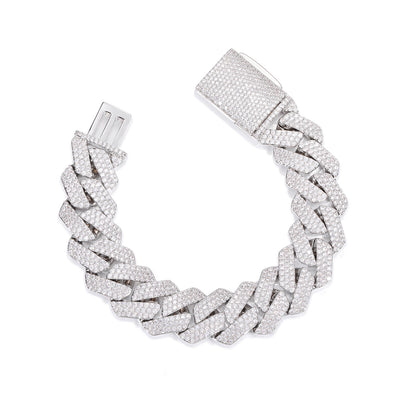 Iced Out Cuban Link Chain Necklace or Bracelet with Cubic Zirconia, Unisex Hip Hop Statement Jewelry
