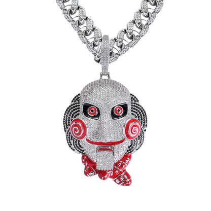 Hip Hop Vintage Sunflower Floral Cubic Zirconia Pendant Necklace for Men and Women
