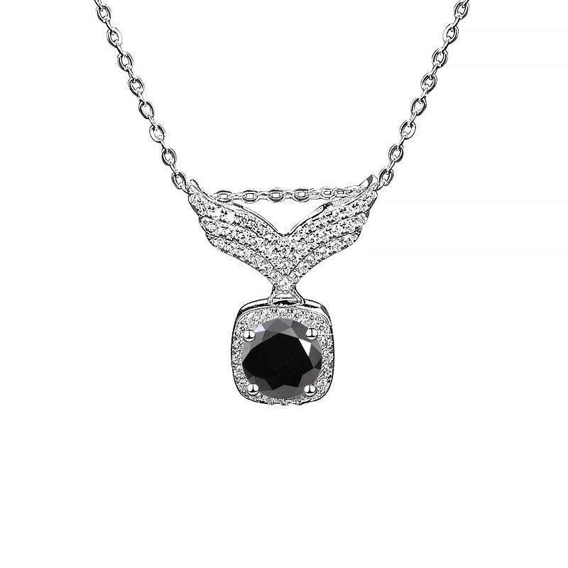 S925 Moissanite Angel Wings Pendant Necklace, Box Chain, Multicolor Stone Options product image