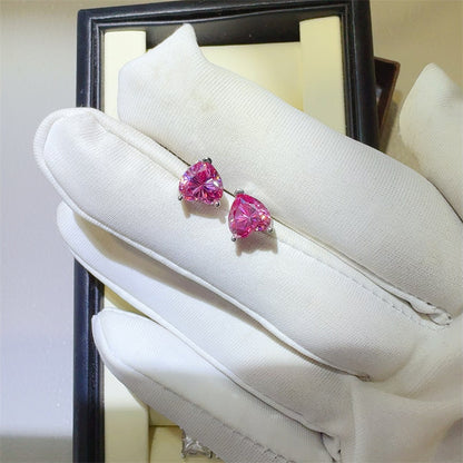 Moissanite Stud Earrings for Women, Heart, Emerald Cut, Princess Cut & Asscher Style Earrings