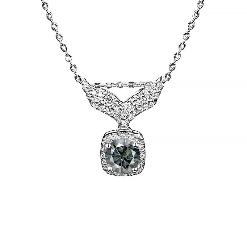 S925 Moissanite Angel Wings Pendant Necklace, Box Chain, Multicolor Stone Options product image